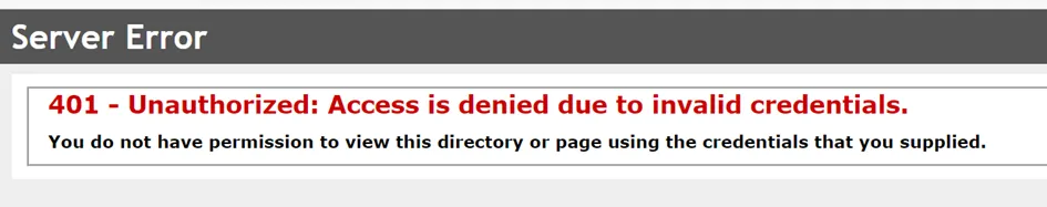 A 401 Unauthorized response from the back-end server when KCD fails