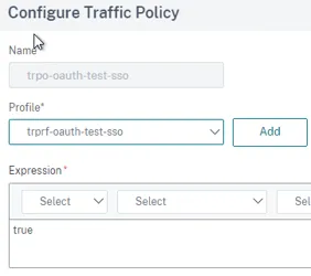 The traffic policy with expression set to True